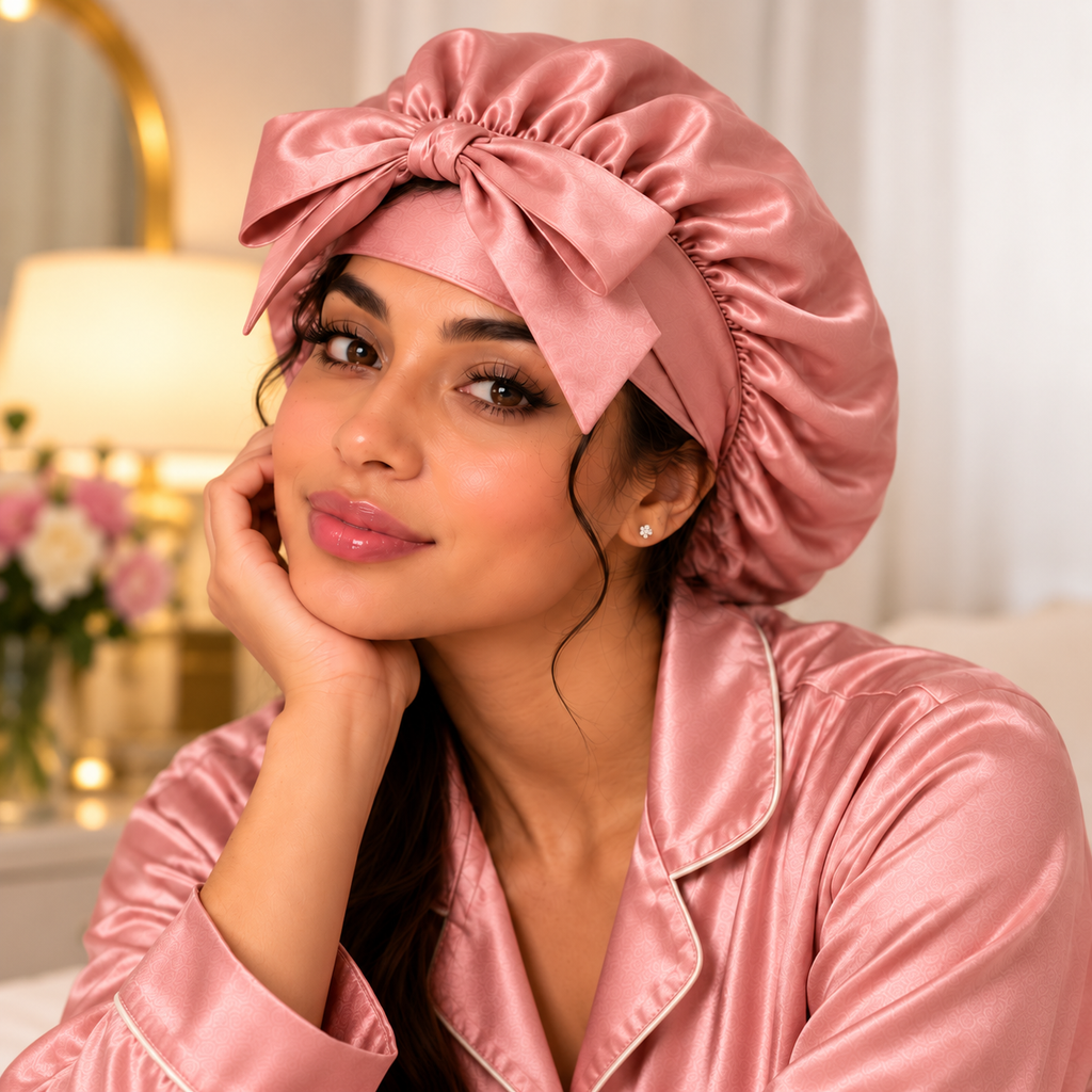 Keimi Bloom 22 Momme Double-Layer Silk Elastic-Band Bonnet