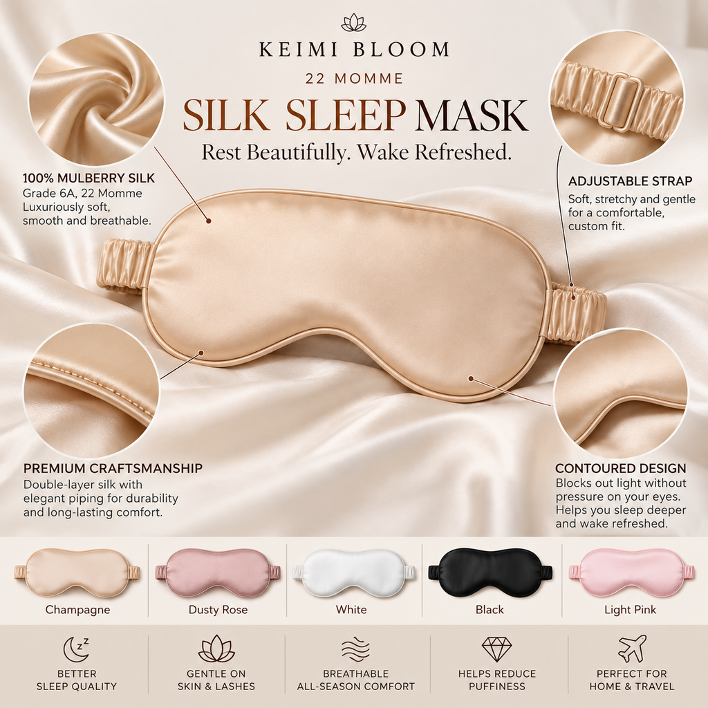 Keimi Bloom 22 Momme Silk Sleep Mask