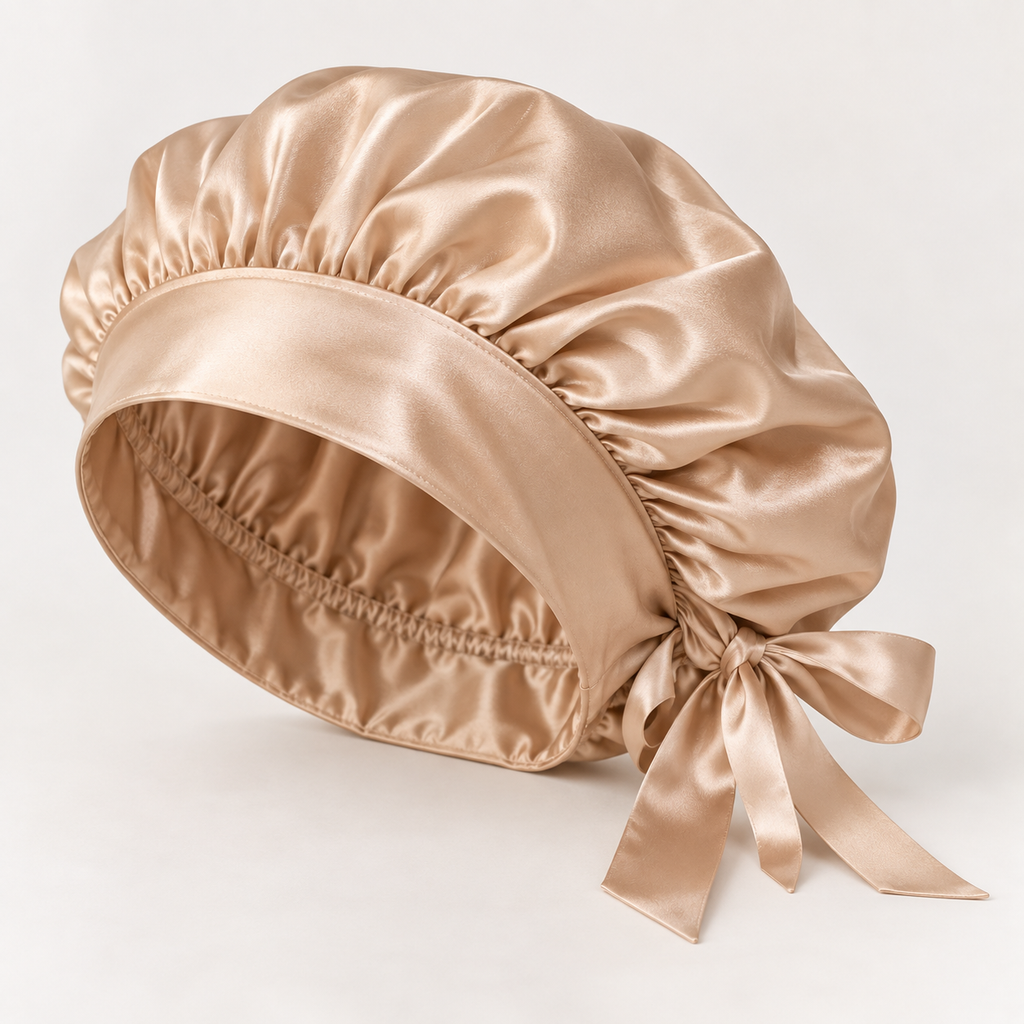 Keimi Bloom 22 Momme Mulberry Silk Ribbon-Tie Bonnet