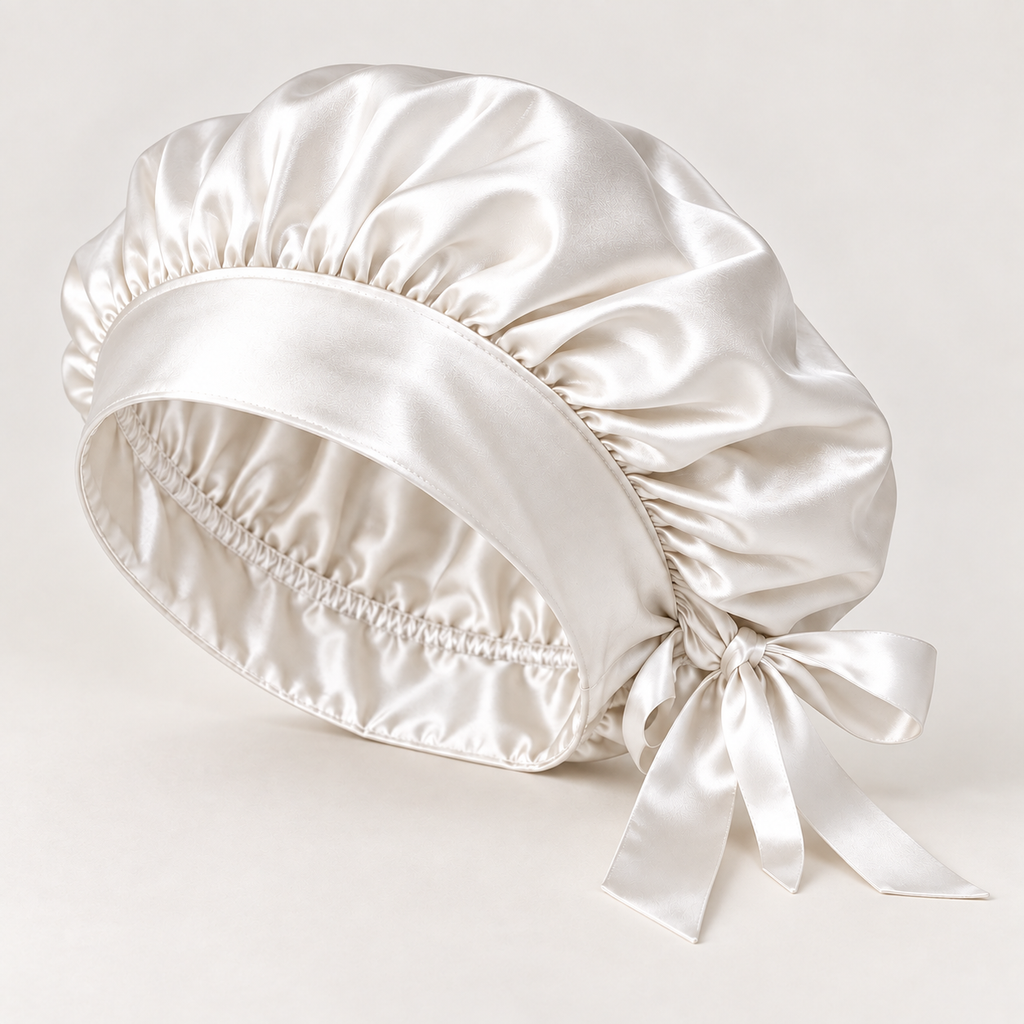 Keimi Bloom 22 Momme Mulberry Silk Ribbon-Tie Bonnet