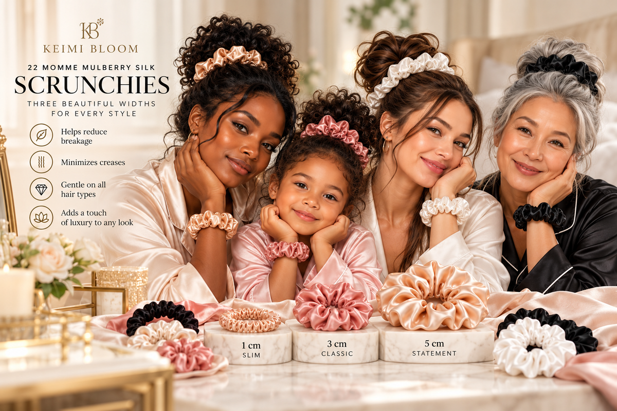 Keimi Bloom Mulberry Silk Scrunchies
