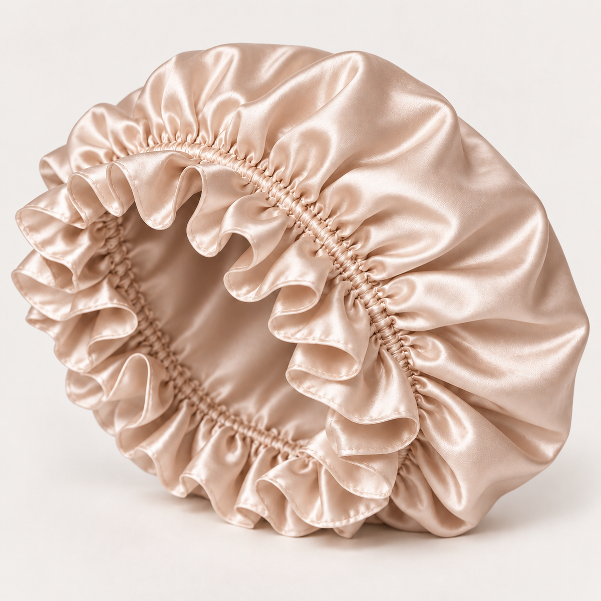 KEIMI BLOOM 22 Momme Mulberry Silk Ruffled-Edge Bonnet