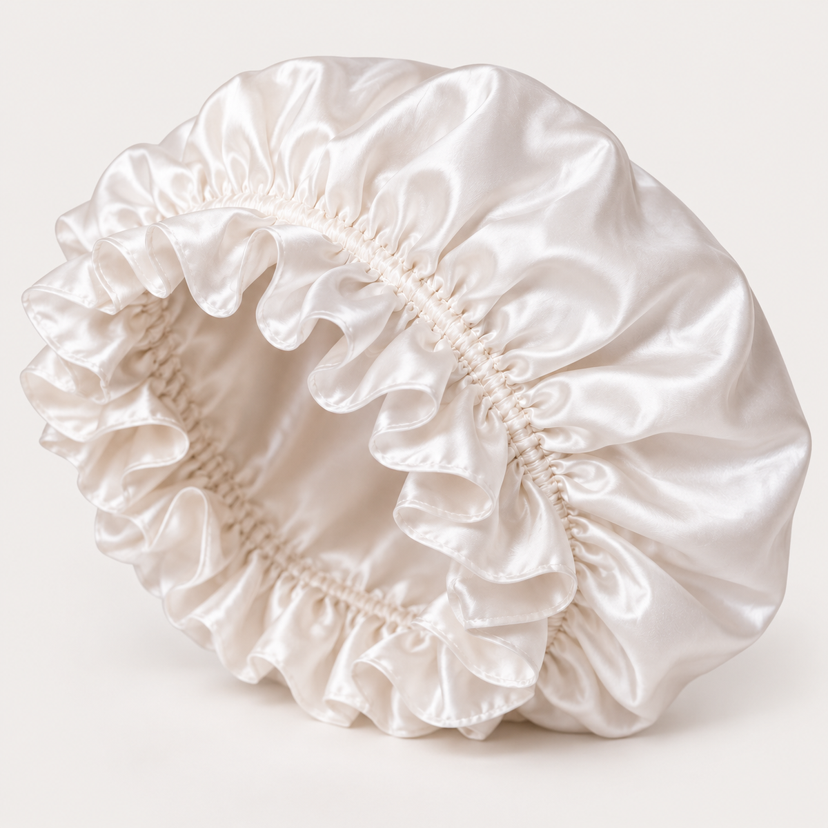 KEIMI BLOOM 22 Momme Mulberry Silk Ruffled-Edge Bonnet